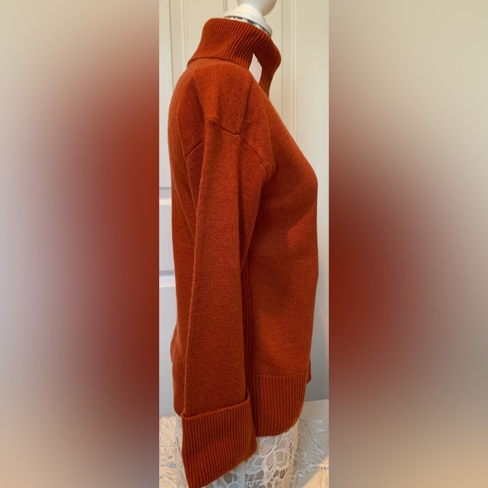 Talbots NWT burnt orange 3/4 sleeve turtleneck sweater size P (smalll?) petite - Picture 2 of 15